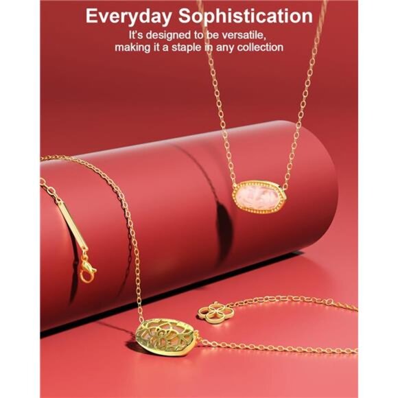 Gold Plated Pendant Necklace Women Dainty Layering Jewelry Gift Everyday Wear - Picture 2 of 8